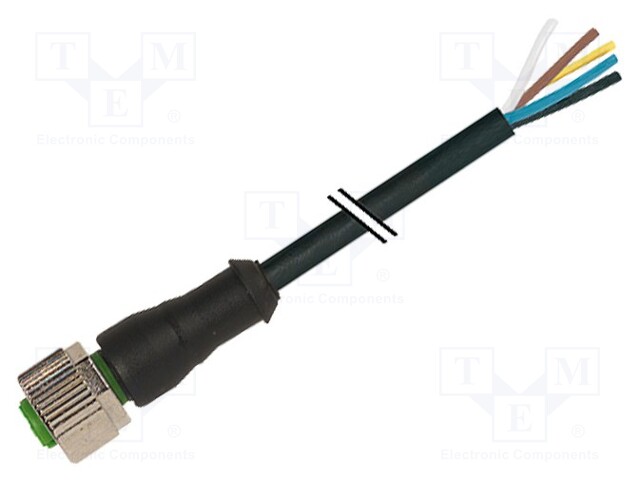 Connection lead; M12; PIN: 12; straight; 3m; plug; 30VAC; 1.5A; IP67