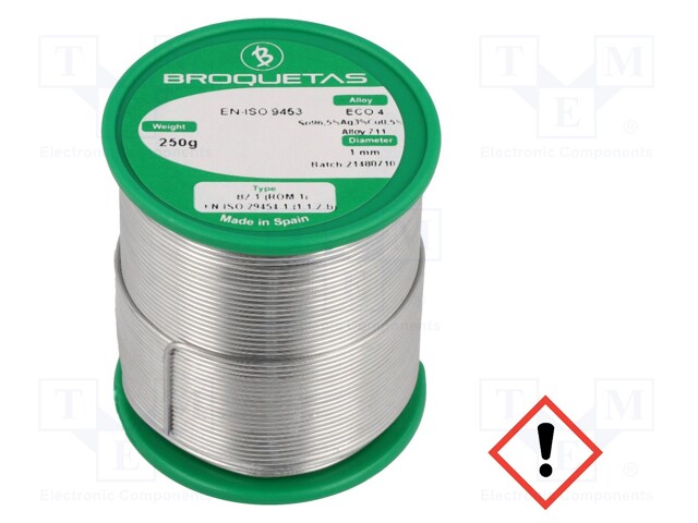 Soldering wire; Sn96,5Ag3Cu0,5; 1mm; 0.25kg; lead free; 217÷220°C