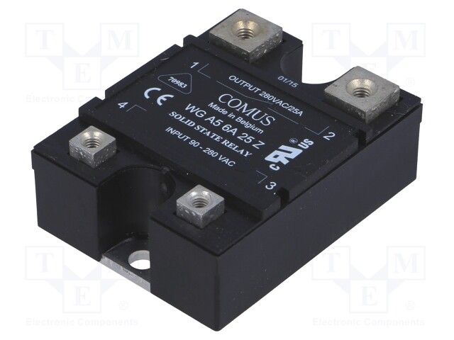 Relay: solid state; Ucntrl: 90÷280VAC; 25A; 24÷280VAC; -20÷80°C