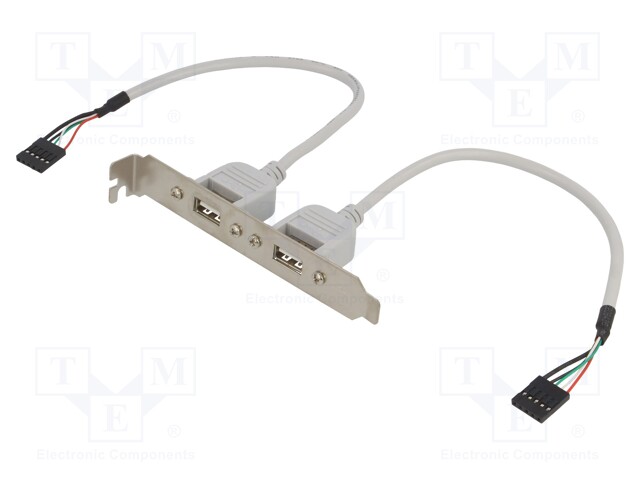 Adapter; brackets on slot; USB A socket x2,5pin pin header x2