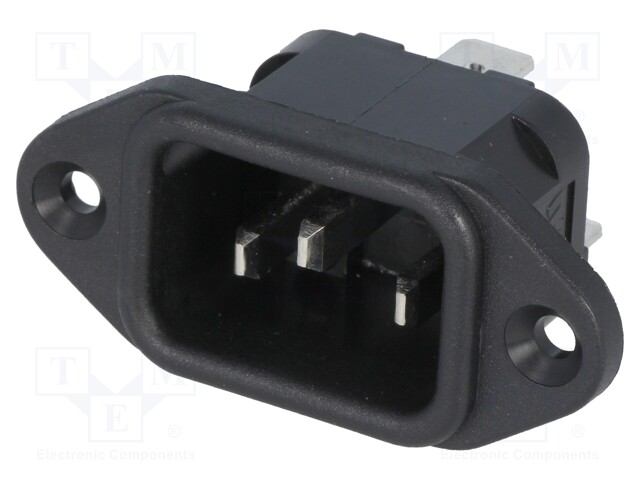 Connector: AC supply; socket; male; 10A; 250VAC; IEC 60320; C14 (E)