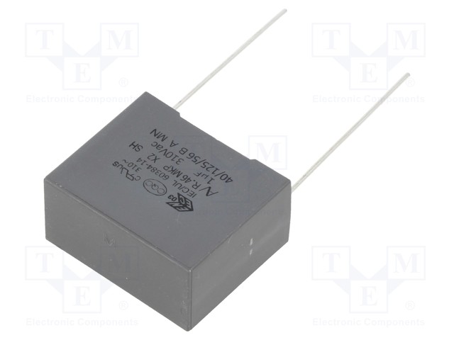 Capacitor: polypropylene; X2; 1uF; 22.5mm; ±20%; 26.5x22x13mm