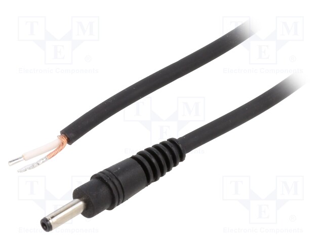 Cable; wires,DC 1,3/3,5 plug; straight; 0.75mm2; black; 1.5m