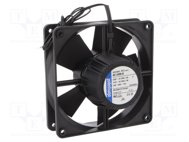 Fan: AC; axial; 119x119x32mm; 204m3/h; 51dBA; ball bearing; 3400rpm