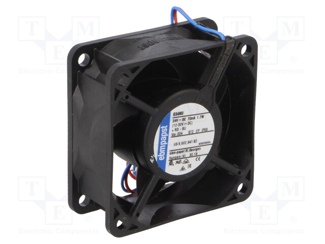 Fan: DC; axial; 60x60x25mm; 40m3/h; 34dBA; ball bearing; 5900rpm