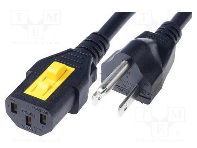 Cable; NEMA 5-15 (B) plug,IEC C13 female; 5m; with locking; PVC