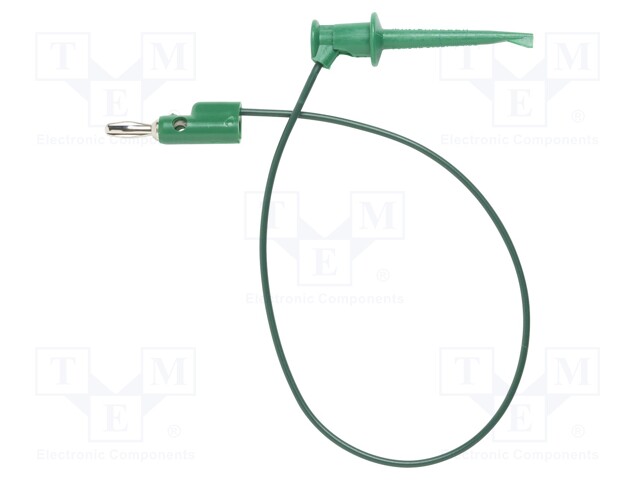 Test lead; 60VDC; 30VAC; 5A; 4,32mm banana plug-mini hook; green