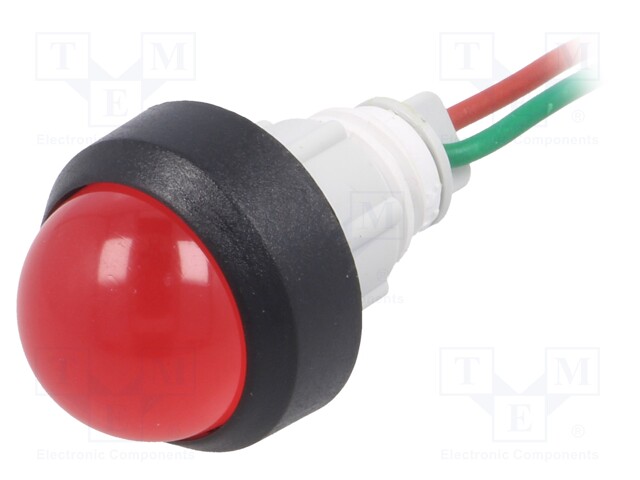 Indicator: LED; prominent; 24VDC; 24VAC; Cutout: Ø13mm; 300mm leads