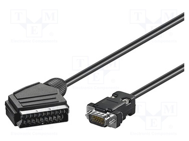 Cable; D-Sub 15pin HD plug,SCART plug; 2m; black