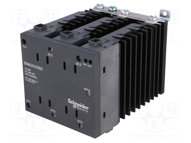 Relay: solid state; Ucntrl: 4÷32VDC; 25A; 48÷600VAC; 3-phase; DIN