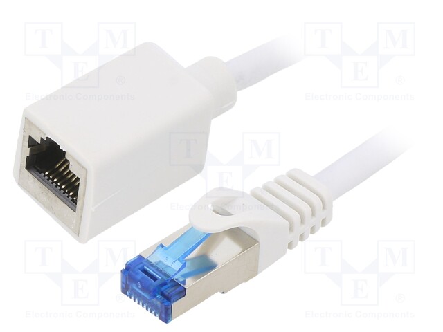 Extender RJ45; S/FTP; 6a; Cu; LSZH; white; 2m; 26AWG