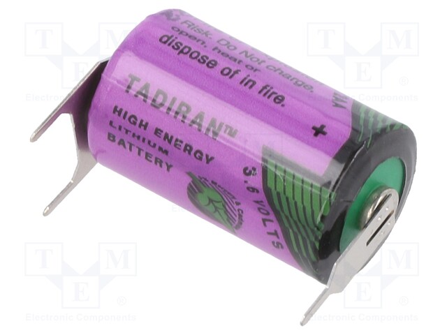 Battery: lithium (LTC); 3.6V; 1/2AA,1/2R6; Ø14.7x25.2mm; 1100mAh