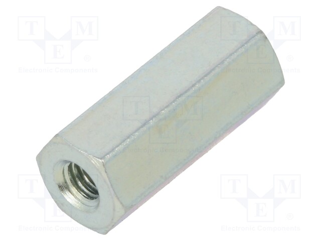 Screwed spacer sleeve; Int.thread: M2,5; 12mm; hexagonal; steel