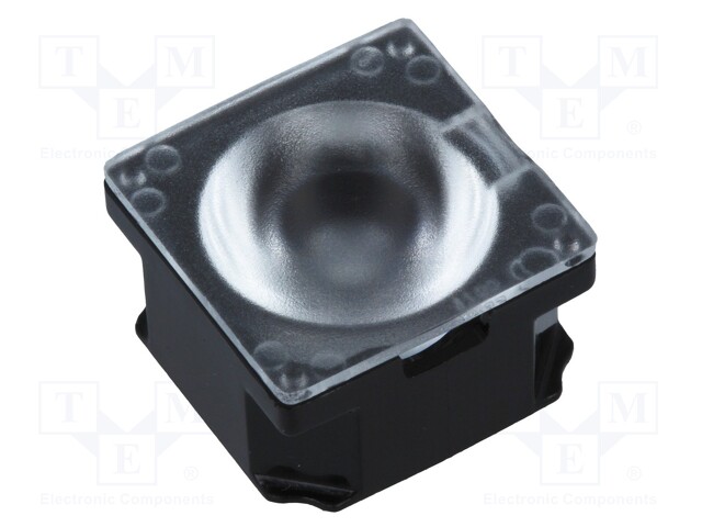 LED lens; square; transparent; 57÷68°; Colour: black; H: 13.1mm