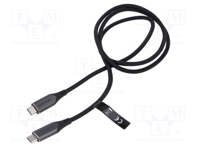 Cable; USB 3.1; USB C plug,both sides; nickel plated; 1m; black