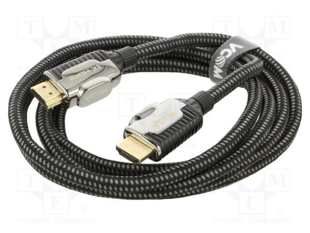 Cable; HDCP 2.2,HDMI 2.1; HDMI plug,both sides; textile; 3m