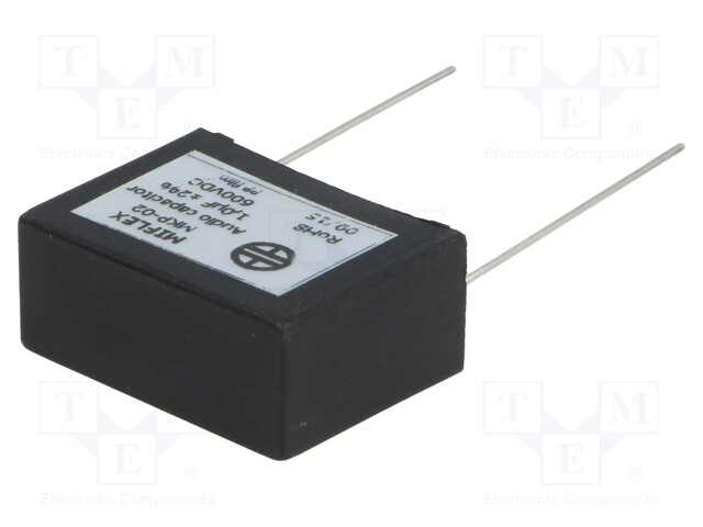 Capacitor: polypropylene; 1uF; 600VDC; 27.5mm; ±2%; -25÷85°C; 0.002