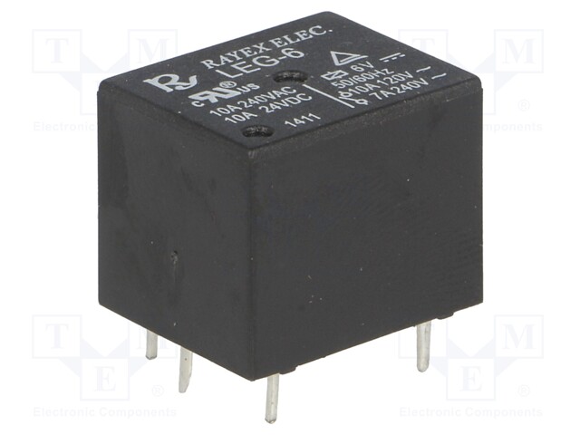 Relay: electromagnetic; SPDT; Ucoil: 6VDC; 10A/120VAC; 10A/24VDC