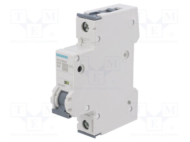 Circuit Breaker, MCB, 5SY4, 1P, 10 kA, 400 V, 6 A