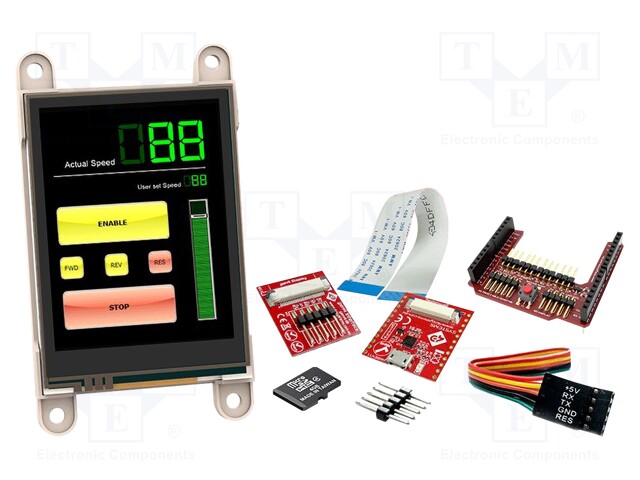 Dev.kit: with display; TFT; 2.8"; 240x320; Display: graphical; 32kB