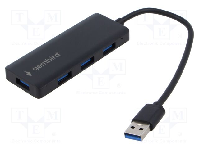 Hub USB; USB A socket x4,USB A plug; USB 3.1; black; 0.15m