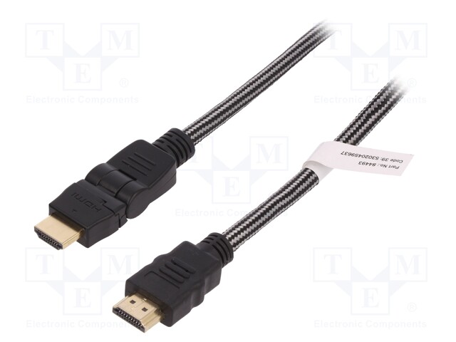 Cable; HDMI 2.0; HDMI plug,HDMI plug movable 360°; 2m