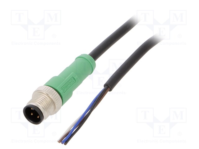 Connection lead; M12; PIN: 4; straight; 3m; plug; 250VAC; 4A; 250VDC