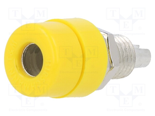 Socket; 4mm banana; 32A; 60VDC; yellow; screw; Overall len: 23.5mm