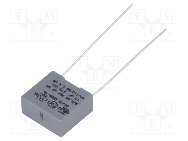 Capacitor: polypropylene; X2; 150nF; 10mm; ±20%; 13x6x12mm; 275VAC