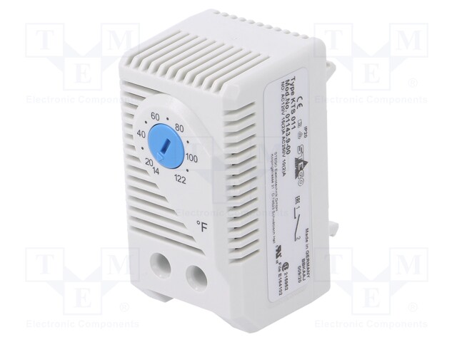 Sensor: thermostat; Contacts: NO; 10A; 120VAC; IP20; Mounting: DIN