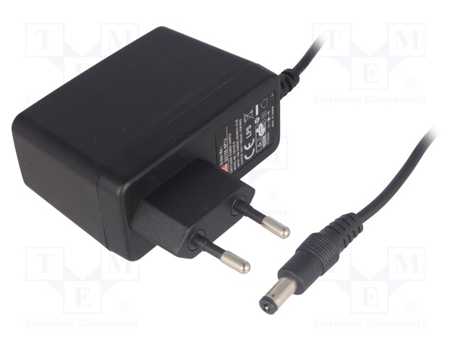 Power supply: switched-mode; 24VDC; 0.62A; Out: 5,5/2,1; 15W; 80%