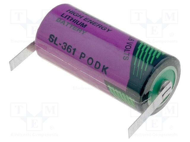 Battery: lithium (LTC); 3.6V; 2/3AA; soldering lugs; Ø14.7x33.5mm