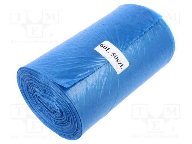 Trash bags; 50pcs; LDPE; Colour: blue; 60l