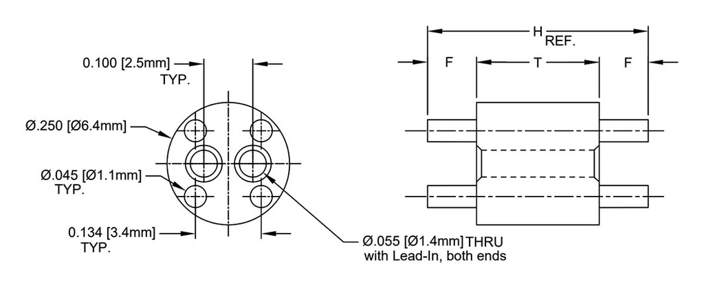 Spacer sleeve; LED; Øout: 6.4mm; ØLED: 3mm,5mm; L: 25.9mm; white