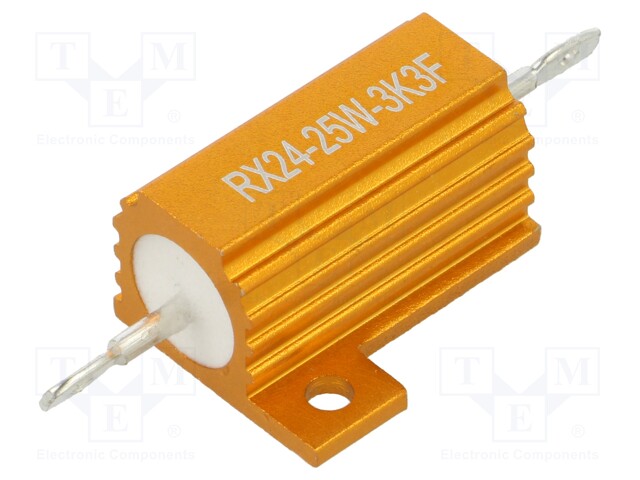 Resistor: wire-wound; with heatsink; 3.3kΩ; 25W; ±1%; 30ppm/°C