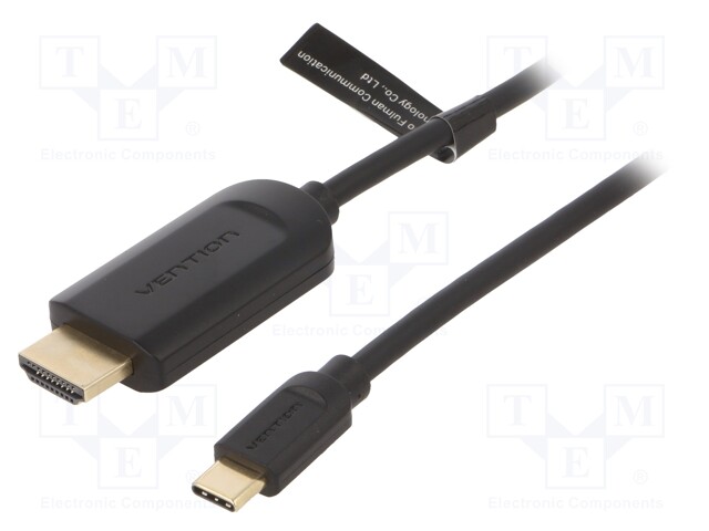 Adapter; HDMI 1.4; HDMI plug,USB C plug; gold-plated; 2m; PVC