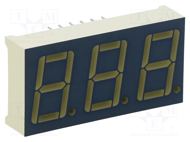 Display: LED; 7-segment; 14.2mm; 0.559"; No.char: 3; red; 31÷73mcd