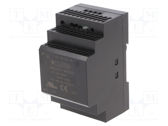 Power supply: switched-mode; 60W; 85÷264VAC; 48VDC; Iout: 1.25A