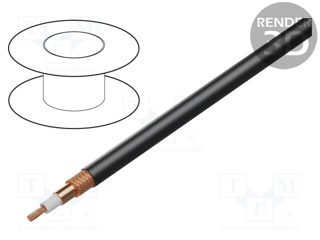 Wire: coaxial; 1x50Ω; stranded; Cu; PVC; black; 10.3mm