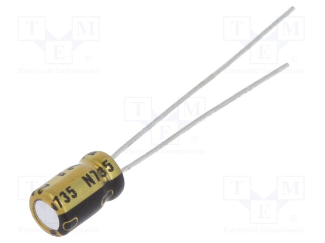 Capacitor: electrolytic; THT; 22uF; 10VDC; Ø4x7mm; Pitch: 1.5mm