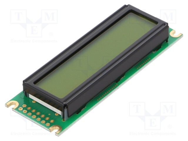 Display: LCD; alphanumeric; STN Positive; 16x2; yellow-green; LED