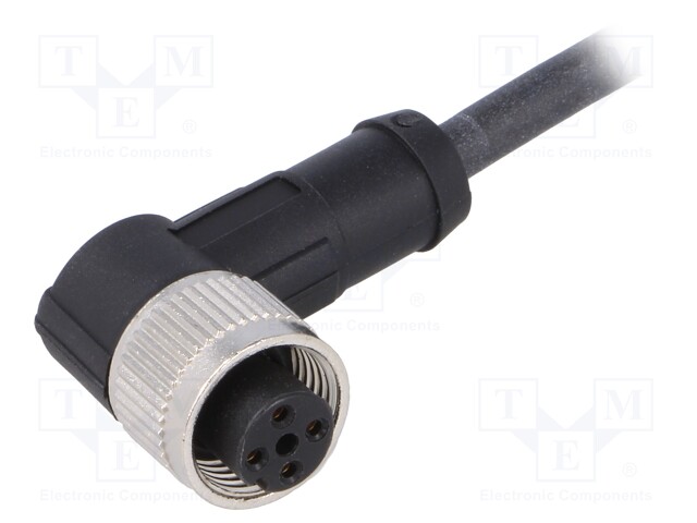 Connection lead; M12; PIN: 4; angled; 2m; plug; 250VAC; 4A; -25÷80°C