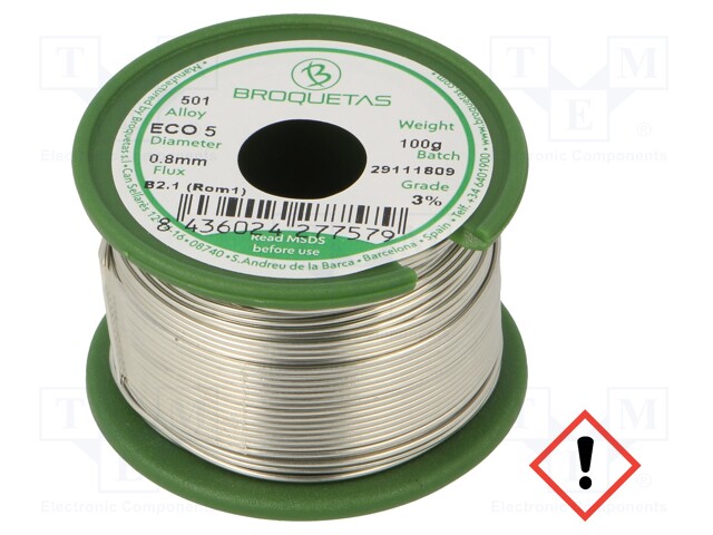 Soldering wire; Sn99Ag0,3Cu0,7; 0.8mm; 0.1kg; lead free