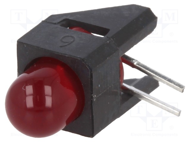 LED; in housing; red; 5mm; No.of diodes: 1; 10mA; Lens: diffused,red