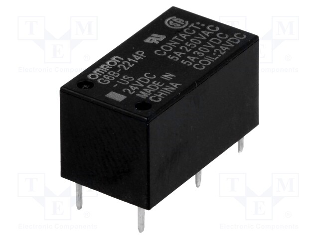 Relay: electromagnetic; DPST-NO; Ucoil: 24VDC; 5A/250VAC; 5A/30VDC