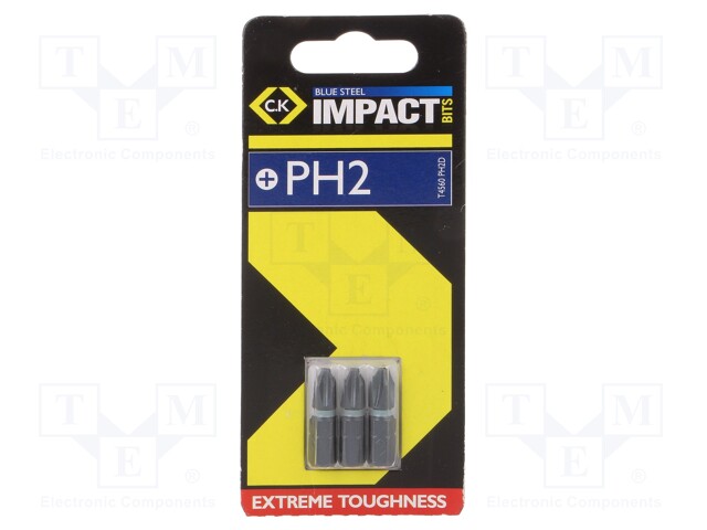 Screwdriver bit; Phillips; PH2; Overall len: 25mm; 3pcs; Torsion