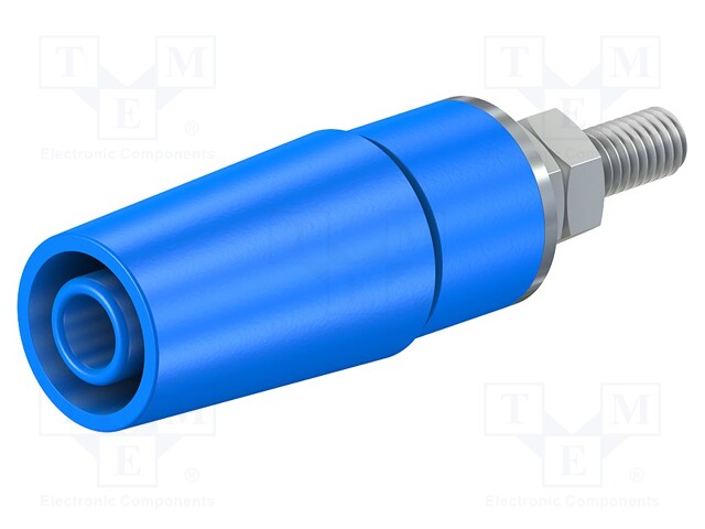 Socket; 4mm banana; 32A; 1kV; blue; nickel plated; insulated