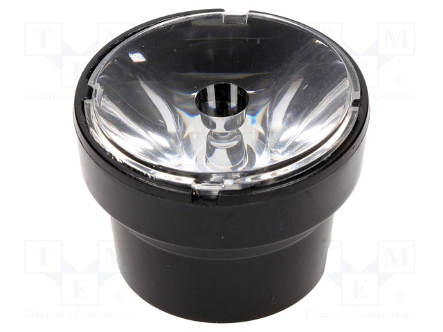 LED lens; round; Mat: PMMA plexiglass; transparent; Colour: black