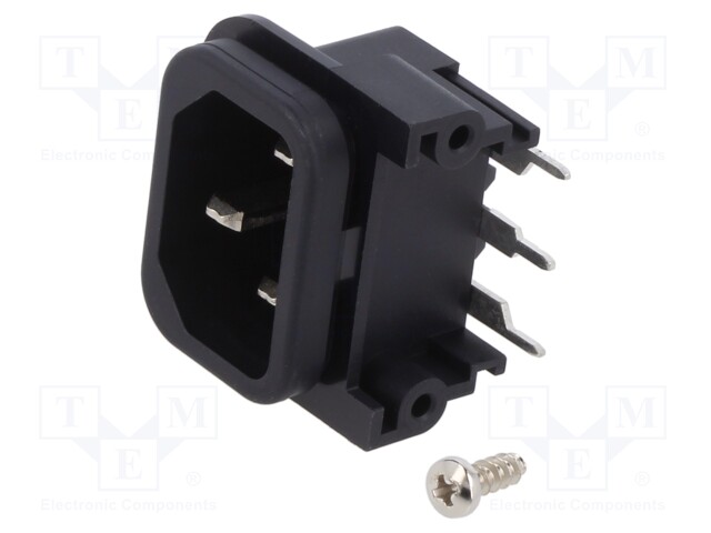 Connector: AC supply; socket; male; 10A; 250VAC; IEC 60320; C14 (E)