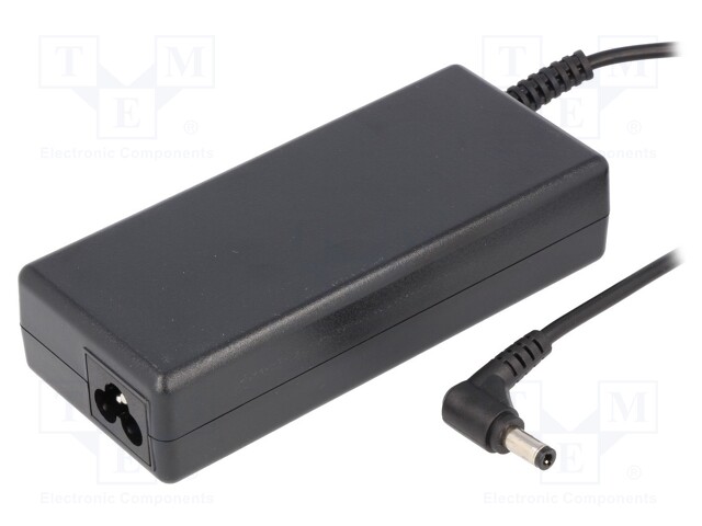 Power supply: switched-mode; 19VDC; 3.95A; Out: 5,5/2,5; 75W; 80%